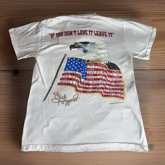 Vintage Merle Haggard Fightin Side If You Don't Love It Leave It Shirt Men's S - Picture 2 of 6